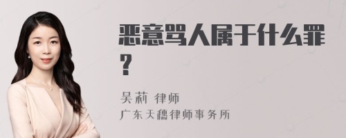 恶意骂人属于什么罪？