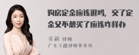 购房定金应该退吗，交了定金又不想买了应该咋样办