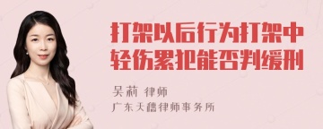 打架以后行为打架中轻伤累犯能否判缓刑