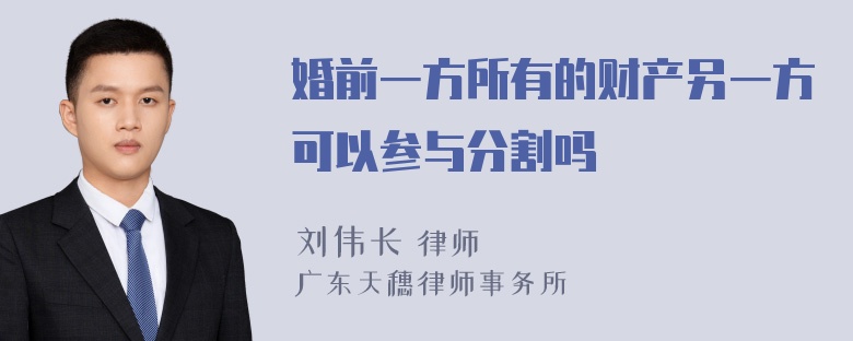 婚前一方所有的财产另一方可以参与分割吗