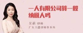 一人有限公司算一般纳税人吗