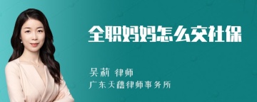 全职妈妈怎么交社保