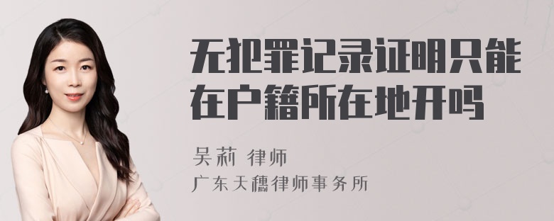 无犯罪记录证明只能在户籍所在地开吗