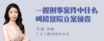 一般刑事案件中什么叫检察院立案侦查