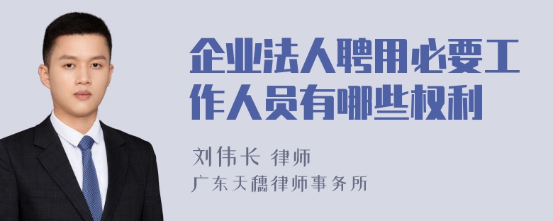 企业法人聘用必要工作人员有哪些权利