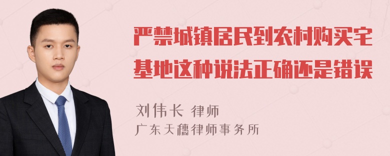 严禁城镇居民到农村购买宅基地这种说法正确还是错误