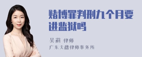 赌博罪判刑九个月要进监狱吗