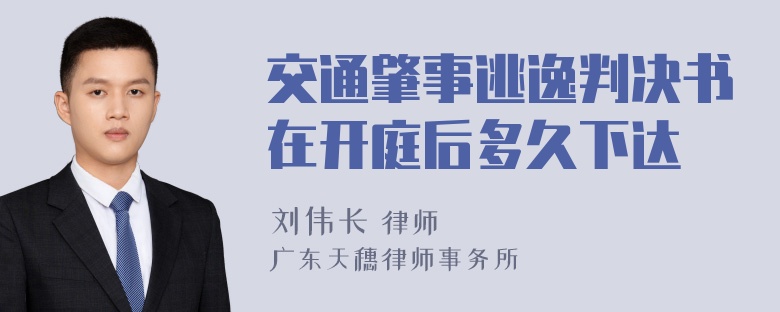 交通肇事逃逸判决书在开庭后多久下达