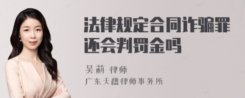 法律规定合同诈骗罪还会判罚金吗