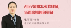 2022离婚怎么找律师,诉讼离婚如何举证