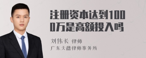 注册资本达到1000万是高额投入吗