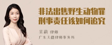 非法出售野生动物罪刑事责任该如何追究