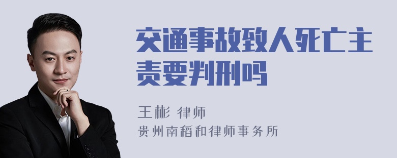 交通事故致人死亡主责要判刑吗