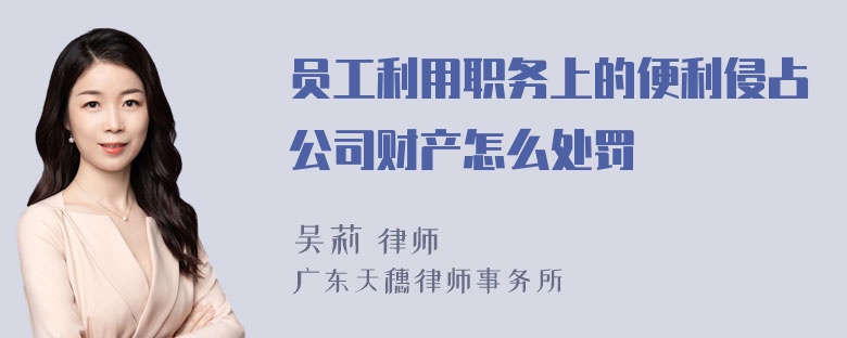 员工利用职务上的便利侵占公司财产怎么处罚