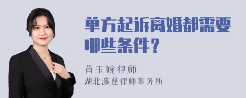 单方起诉离婚都需要哪些条件？