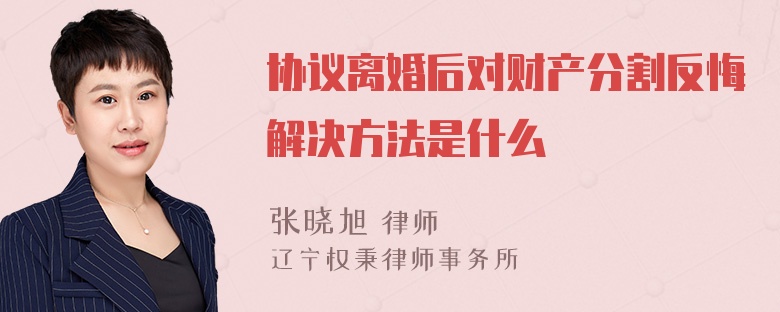 协议离婚后对财产分割反悔解决方法是什么