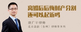 离婚后后悔财产分割还可以起诉吗