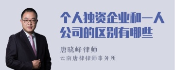 个人独资企业和一人公司的区别有哪些