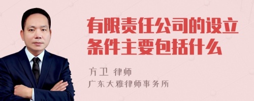 有限责任公司的设立条件主要包括什么