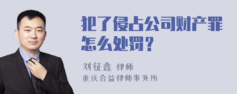 犯了侵占公司财产罪怎么处罚？