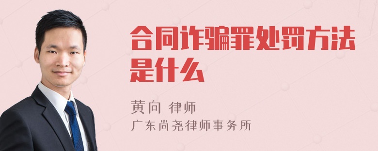 合同诈骗罪处罚方法是什么