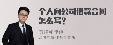 个人向公司借款合同怎么写？