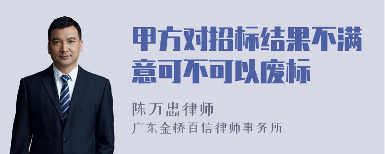 甲方对招标结果不满意可不可以废标