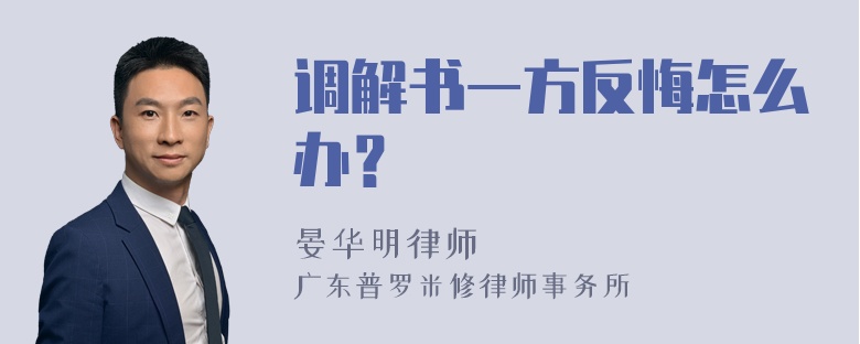 调解书一方反悔怎么办？