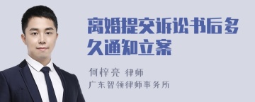 离婚提交诉讼书后多久通知立案