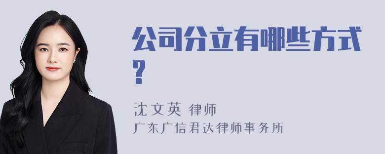 公司分立有哪些方式?