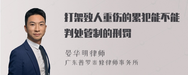 打架致人重伤的累犯能不能判处管制的刑罚