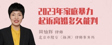 2023年家庭暴力起诉离婚多久能判