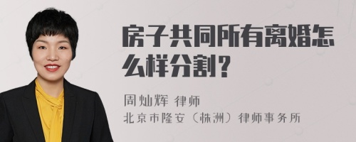 房子共同所有离婚怎么样分割？