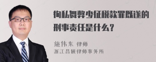 徇私舞弊少征税款罪既遂的刑事责任是什么？