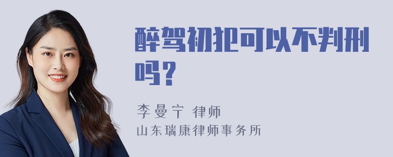 醉驾初犯可以不判刑吗？