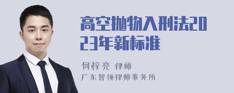 高空抛物入刑法2023年新标准