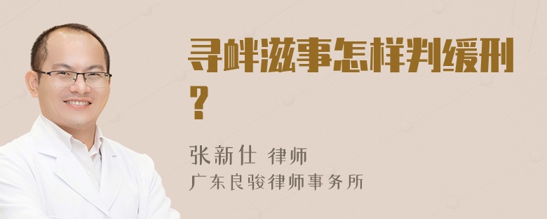 寻衅滋事怎样判缓刑？