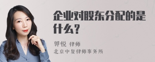 企业对股东分配的是什么？