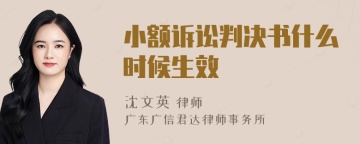 小额诉讼判决书什么时候生效