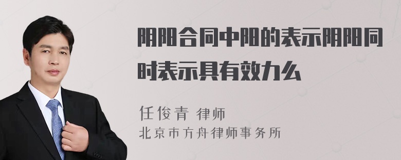 阴阳合同中阳的表示阴阳同时表示具有效力么