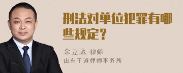 刑法对单位犯罪有哪些规定？