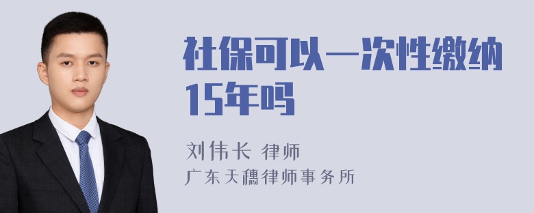 社保可以一次性缴纳15年吗