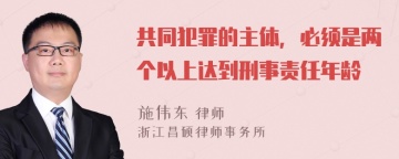 共同犯罪的主体，必须是两个以上达到刑事责任年龄