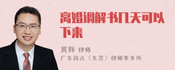 离婚调解书几天可以下来