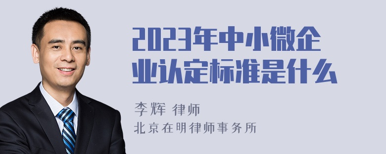 2023年中小微企业认定标准是什么