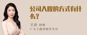 公司入股的方式有什么？