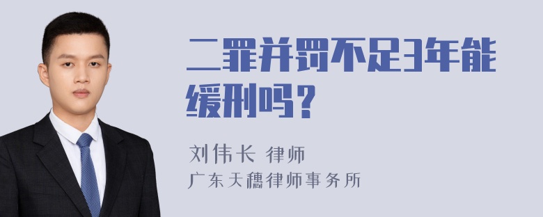 二罪并罚不足3年能缓刑吗？