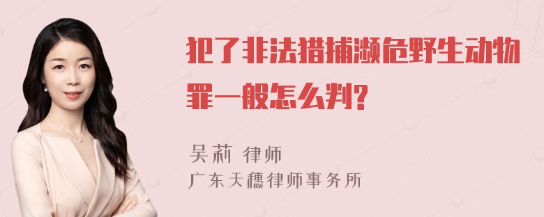 犯了非法猎捕濒危野生动物罪一般怎么判?