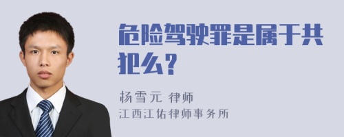 危险驾驶罪是属于共犯么？