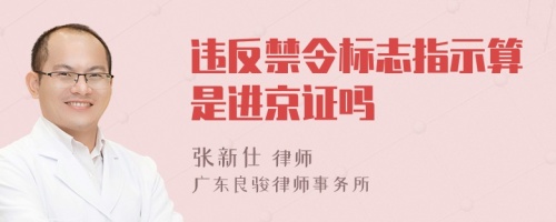 违反禁令标志指示算是进京证吗